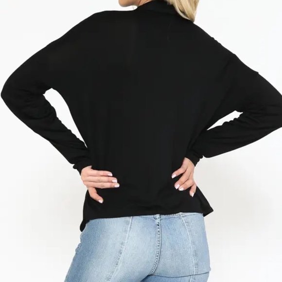 DRAPED WRAP DETAIL HEM BOUSE TOP IN BLACK - Picture 6 of 8